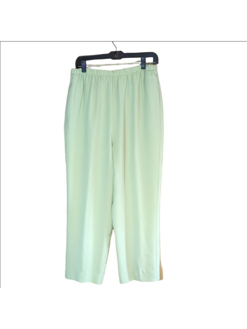 Mint Green Elastic Waist‎ Lightweight Trousers with Relaxed Fit, Large Size
